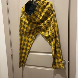 Hot Topic Plaid Pants, Black & Yellow, Size 12/ Large